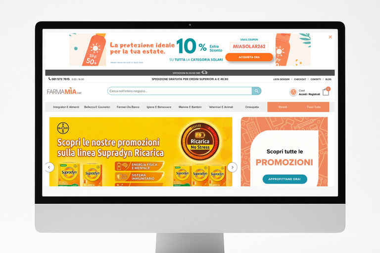 Farmamia — Parafarmacia Online - Portfolio Noventra Farmamia — Parafarmacia Online - Progetto E-commerce Magento Noventra Napoli | Case Study Sviluppo E-commerce Magento