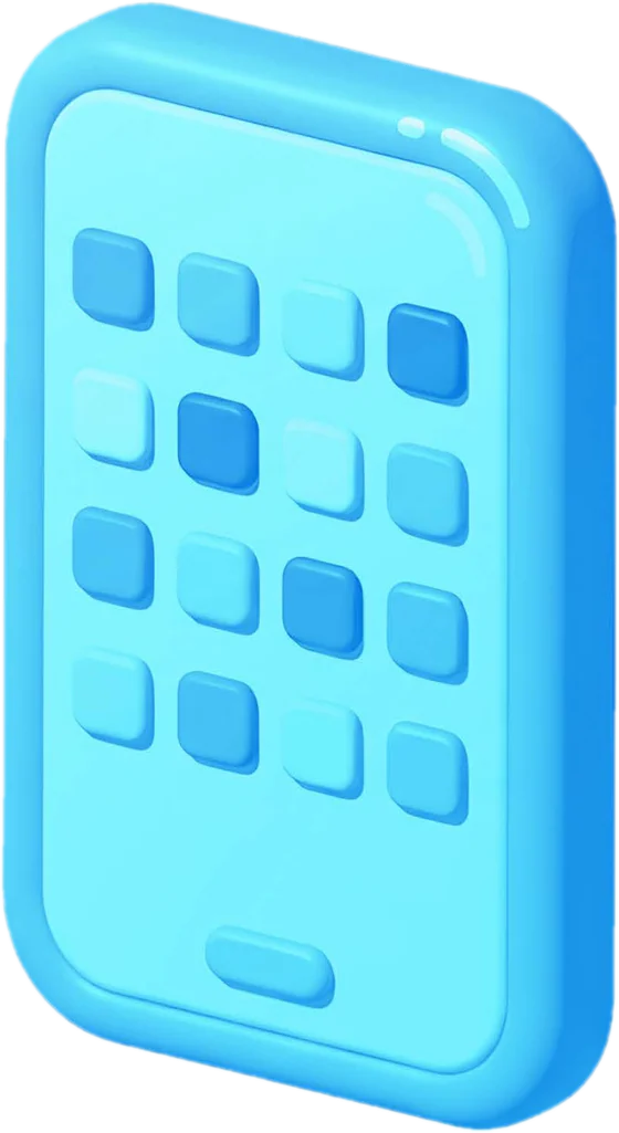 Smartphone 3D con la griglia delle app